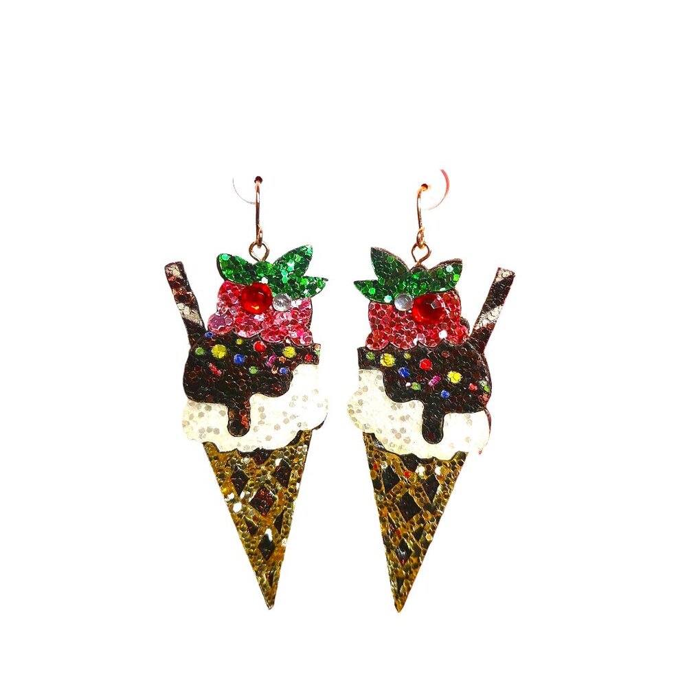 NEW Glitter Ice Cream Cone Earrings by Leith